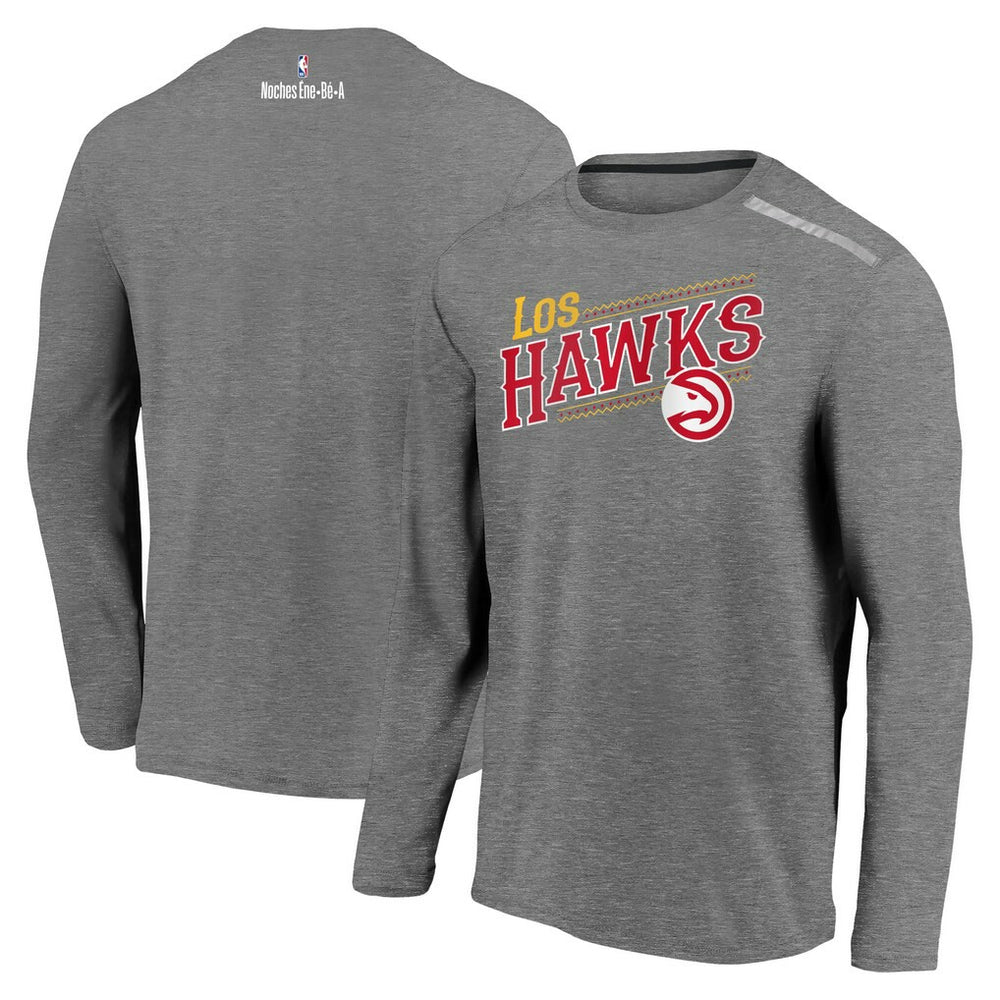 Fanatics - Atlanta Hawks 2021 Noches Éne-Bé-A Authentic Shooting Long Sleeve T-Shirt - Heather Charcoal