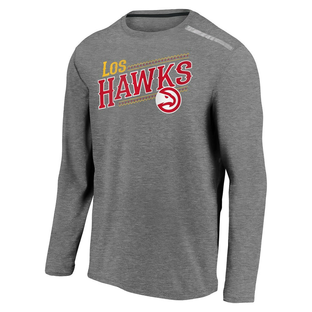 Fanatics - Atlanta Hawks 2021 Noches Éne-Bé-A Authentic Shooting Long Sleeve T-Shirt - Heather Charcoal