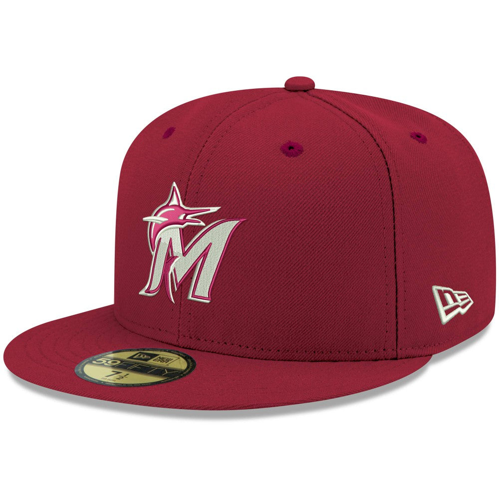 Miami Marlins New Era White Logo 59FIFTY Fitted Hat Lifestyle