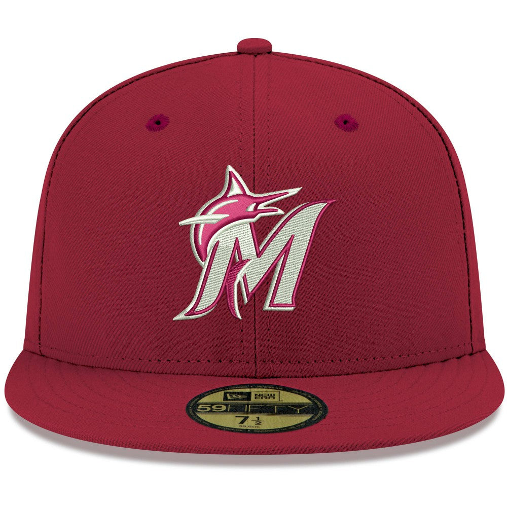 Miami Marlins New Era White Logo 59FIFTY Fitted Hat Lifestyle