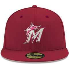 Miami Marlins New Era White Logo 59FIFTY Fitted Hat Lifestyle