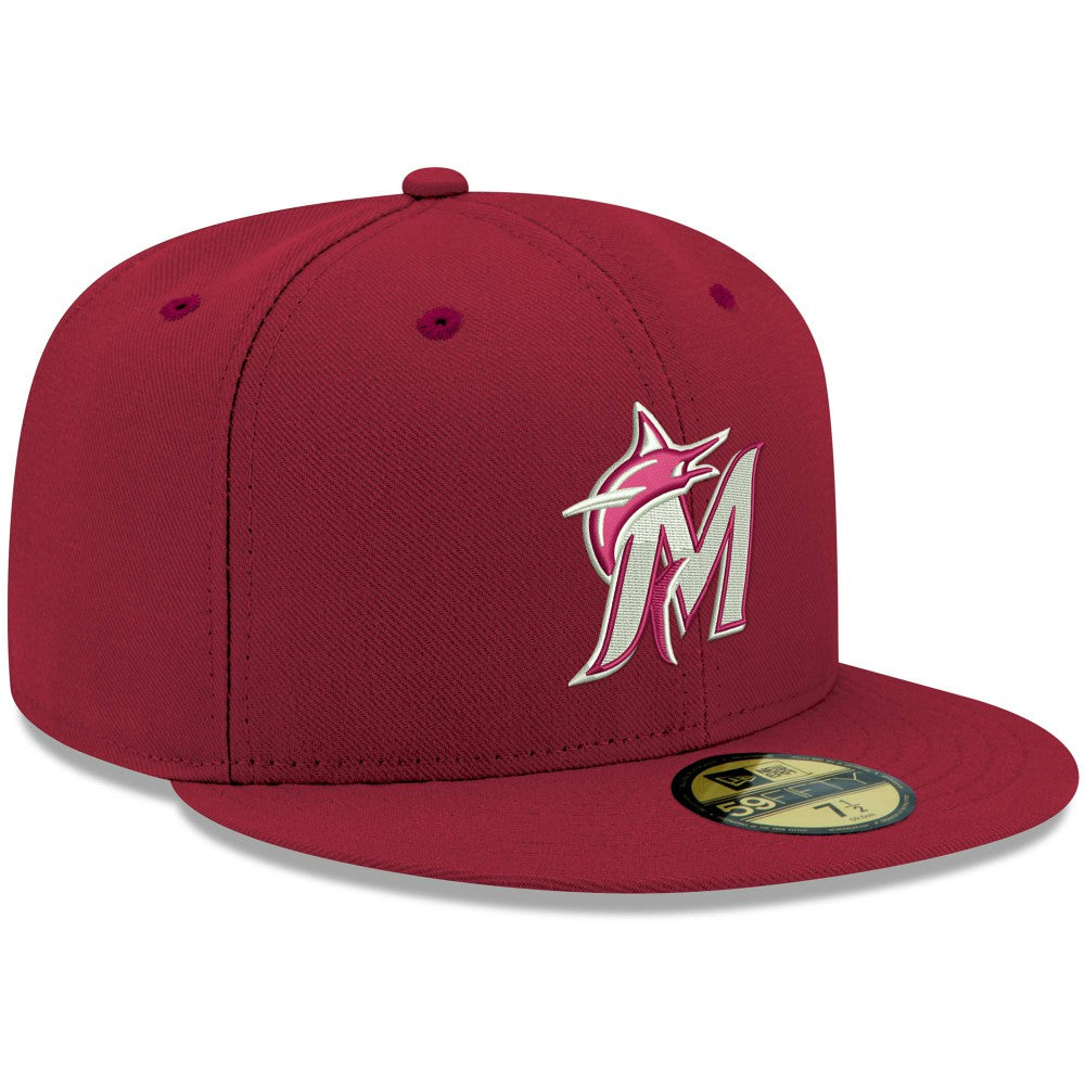 Miami Marlins New Era White Logo 59FIFTY Fitted Hat Lifestyle