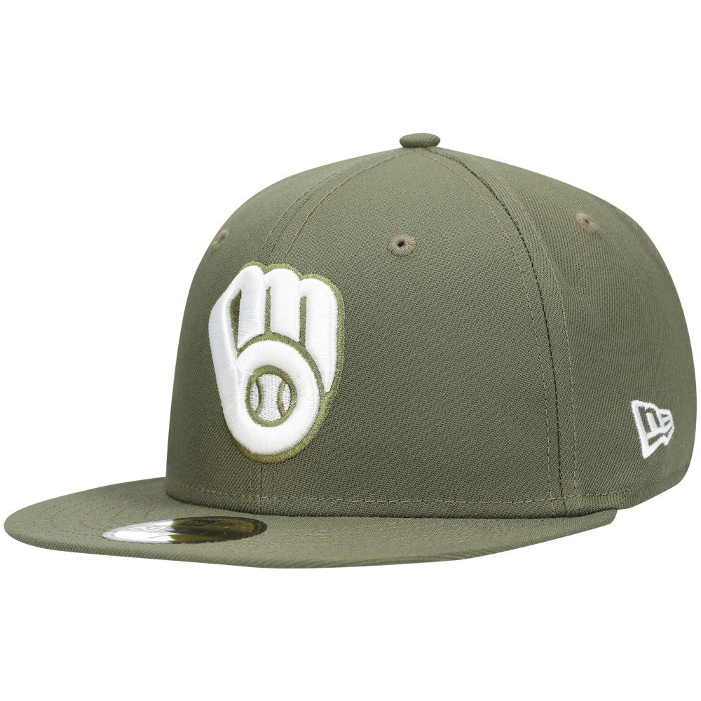 Milwaukee Brewers New Era White Logo 59FIFTY Fitted Hat Lifestyle