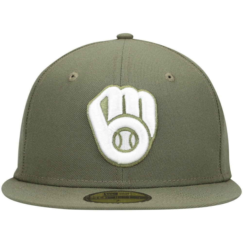 Milwaukee Brewers New Era White Logo 59FIFTY Fitted Hat Lifestyle