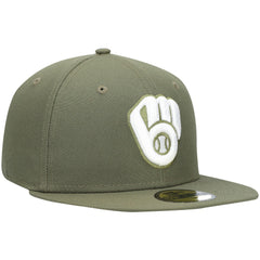 Milwaukee Brewers New Era White Logo 59FIFTY Fitted Hat Lifestyle
