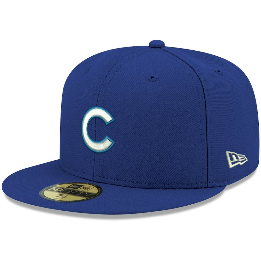 Chicago Cubs New Era White Logo 59FIFTY Fitted Hat for sale