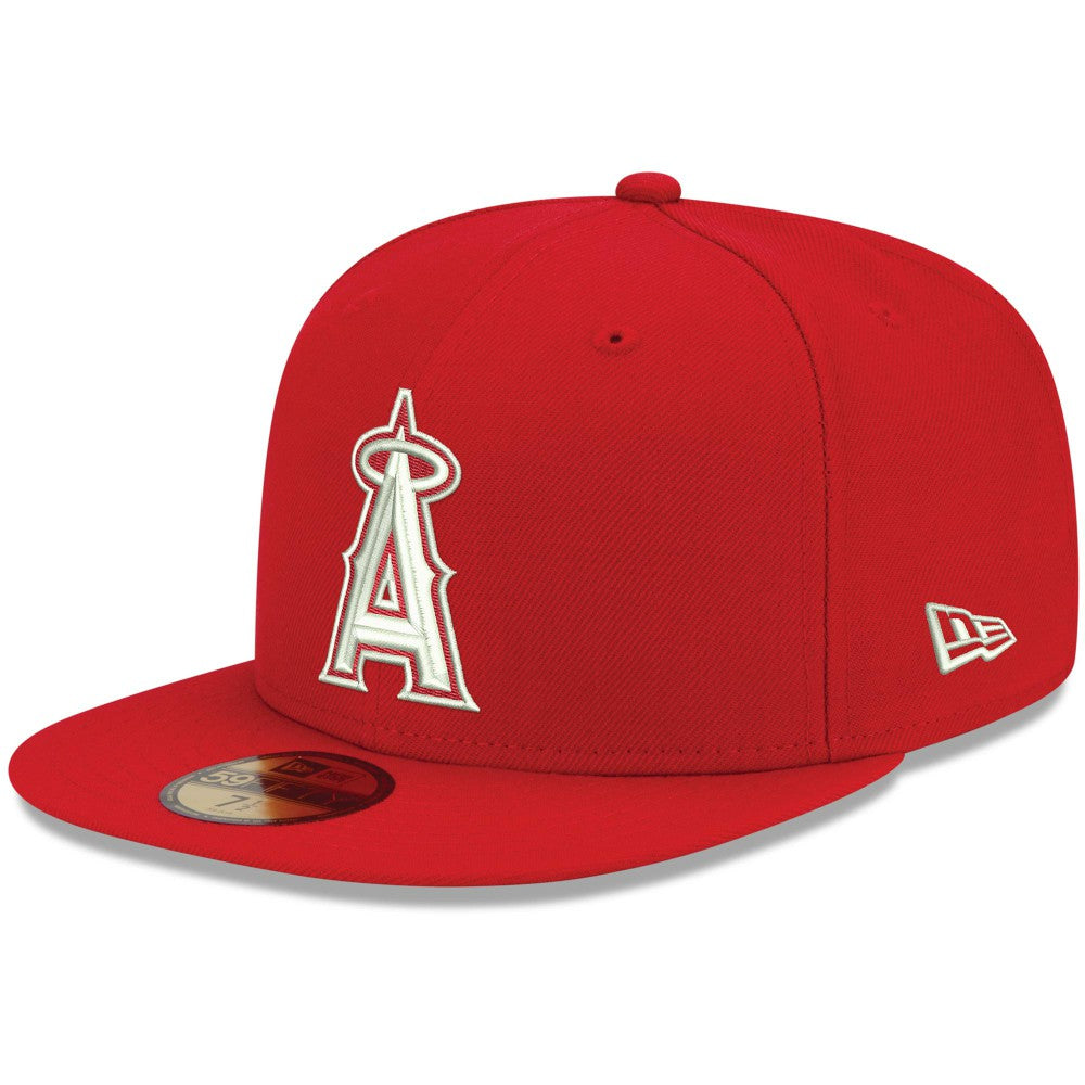 Los Angeles Angels New Era White Logo 59FIFTY Fitted Hat Clearance