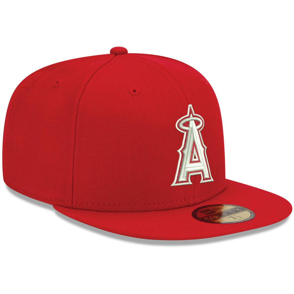 Los Angeles Angels New Era White Logo 59FIFTY Fitted Hat Clearance