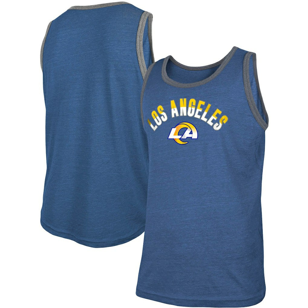 Los Angeles Rams New Era Ringer Tri-Blend Tank Top Heathered Royal - NFL