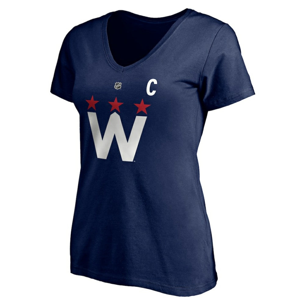 Alexander Ovechkin Washington Capitals Fanatics Women's Authentic Stack Name & Number V-Neck T-Shirt Navy