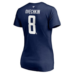 Alexander Ovechkin Washington Capitals Fanatics Women's Authentic Stack Name & Number V-Neck T-Shirt Navy