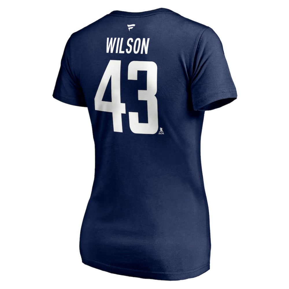 Tom Wilson Washington Capitals Fanatics Women's Authentic Stack Name & Number V-Neck T-Shirt Navy