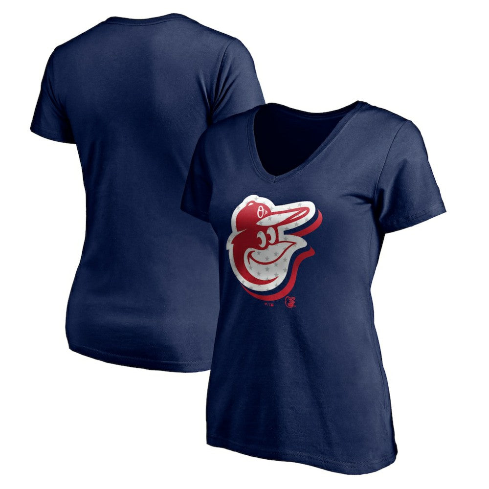 Baltimore Orioles Women's Red White and Team V-Neck T-Shirt discount