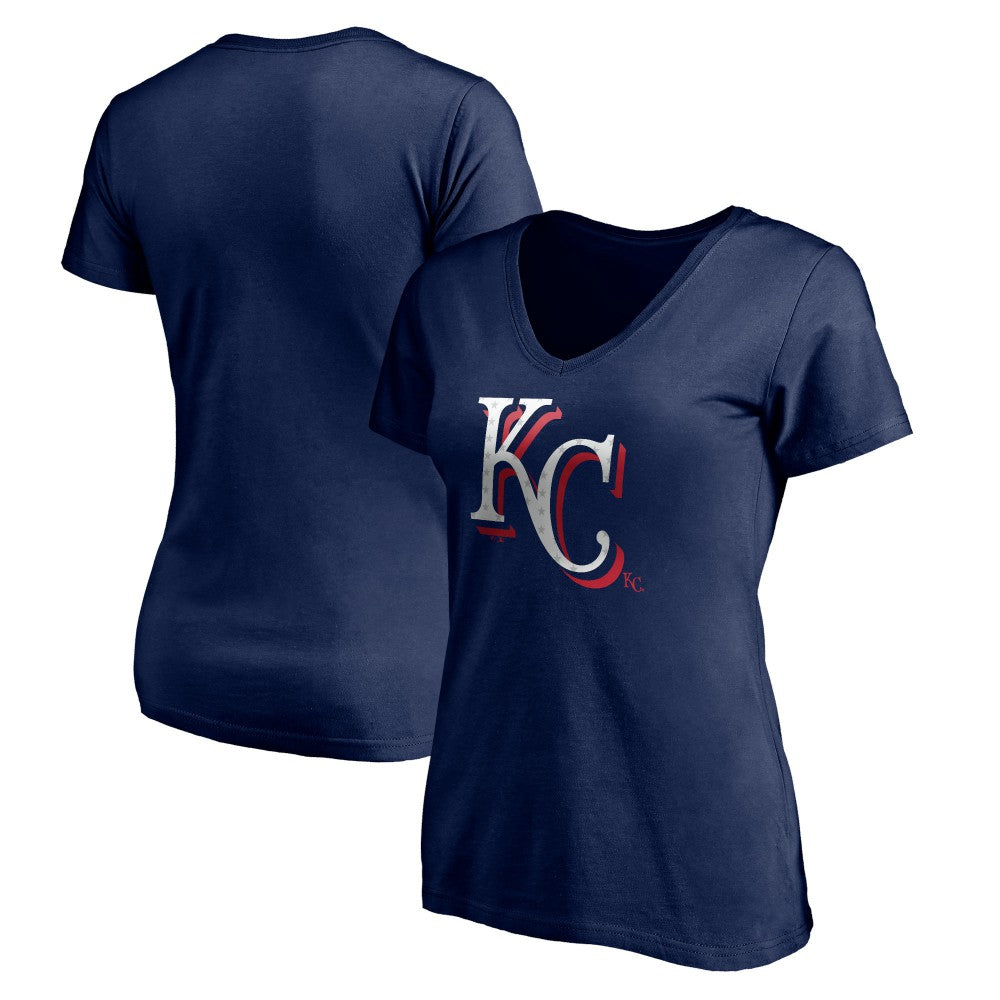 Kansas City Royals Women's Red White and Team V-Neck T-Shirt Clearance