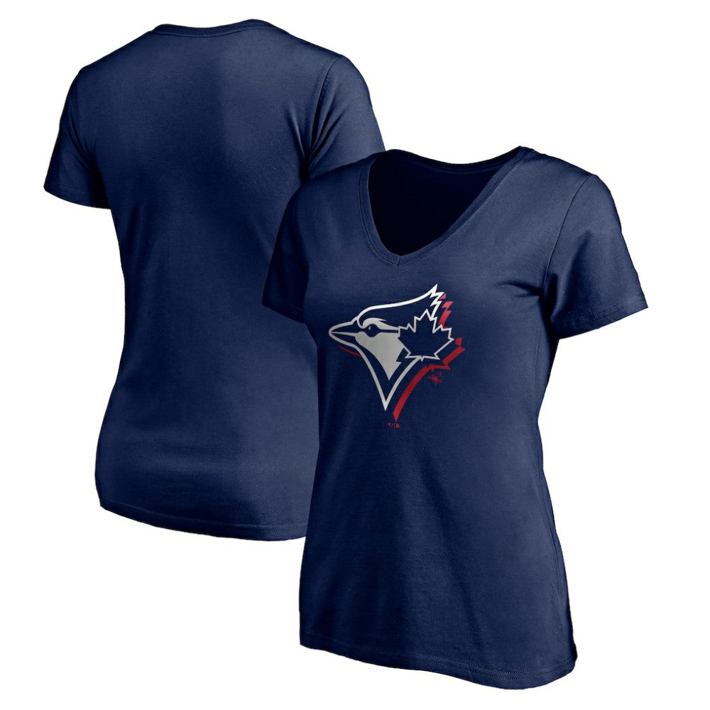 Toronto Blue Jays Women's Red White and Team V-Neck T-Shirt for sale