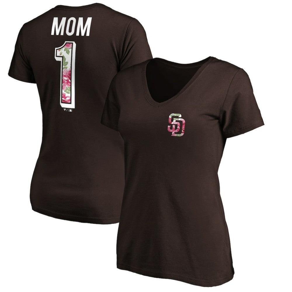 San Diego Padres Women's Mother's Day V-Neck T-Shirt Clearance