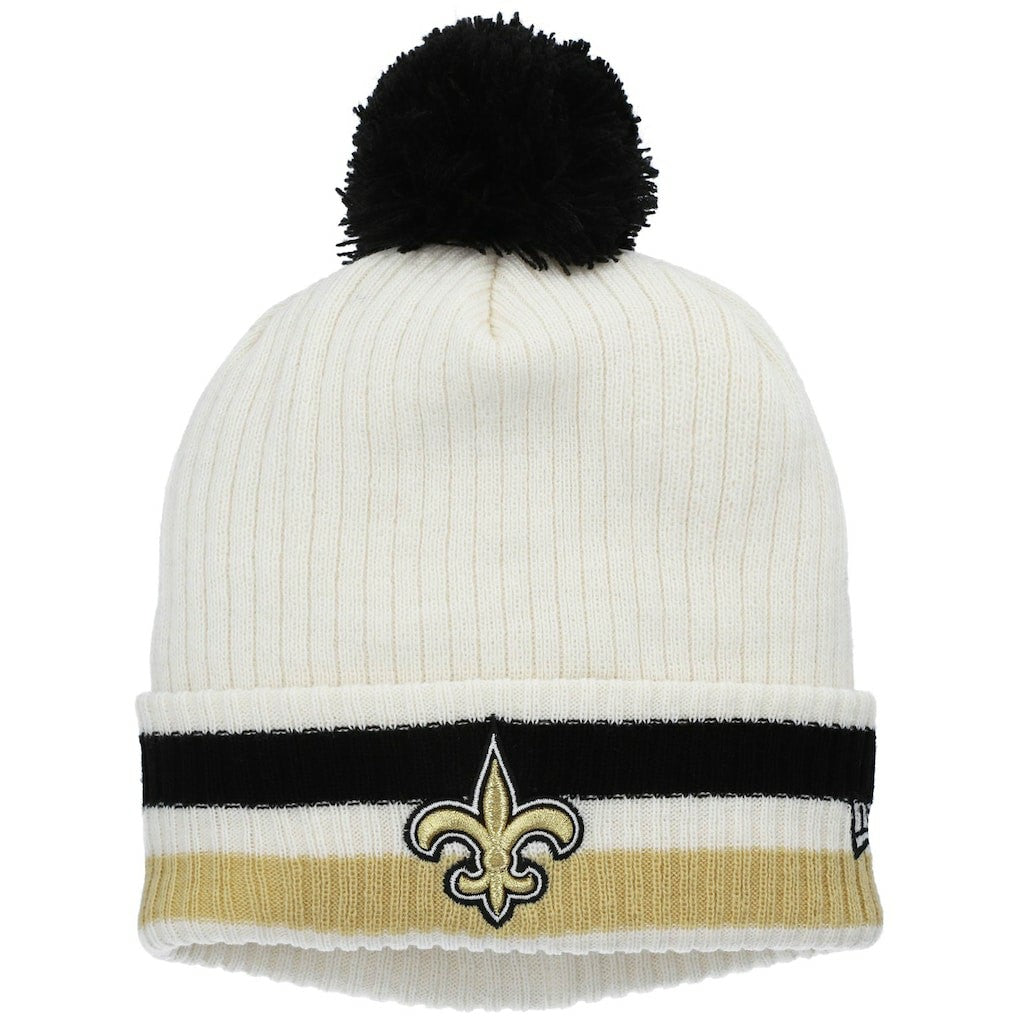 New Orleans Saints New Era Youth Retro Cuffed Knit Hat with Pom White - NFL
