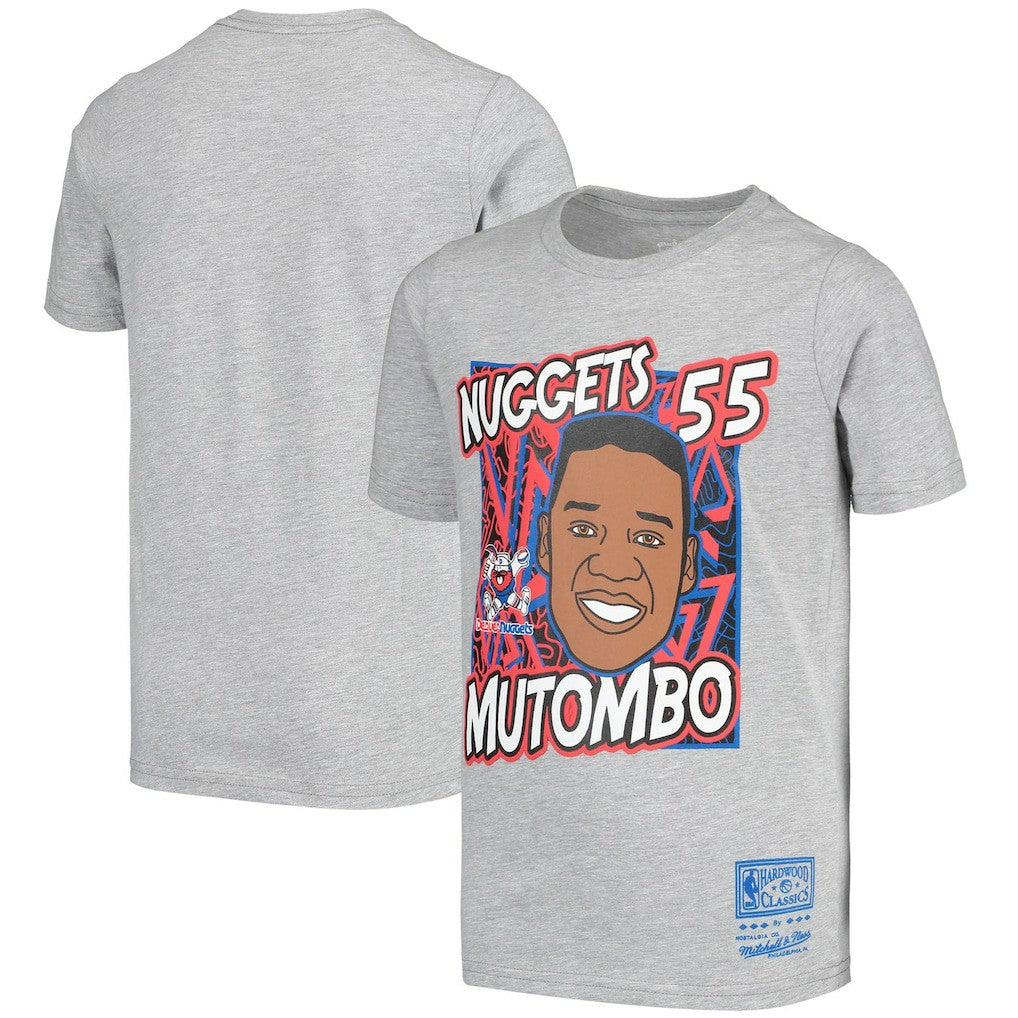 Mitchell & Ness - Dikembe Mutombo Denver Nuggets Youth Hardwood Classics King of the Court Player T-Shirt - Gray