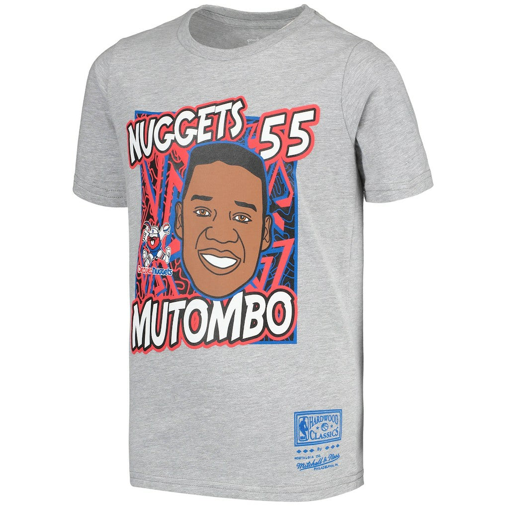 Mitchell & Ness - Dikembe Mutombo Denver Nuggets Youth Hardwood Classics King of the Court Player T-Shirt - Gray