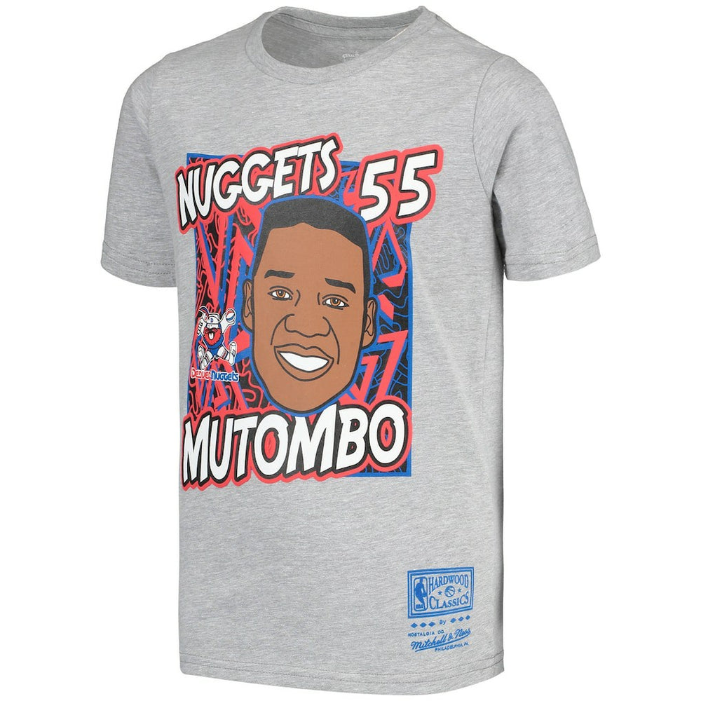 Mitchell & Ness - Dikembe Mutombo Denver Nuggets Youth Hardwood Classics King of the Court Player T-Shirt - Gray