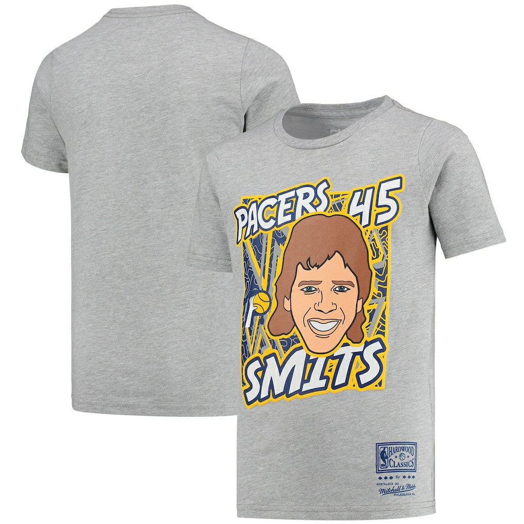 Mitchell & Ness - Rik Smits Indiana Pacers Youth Hardwood Classics King of the Court Player T-Shirt - Gray