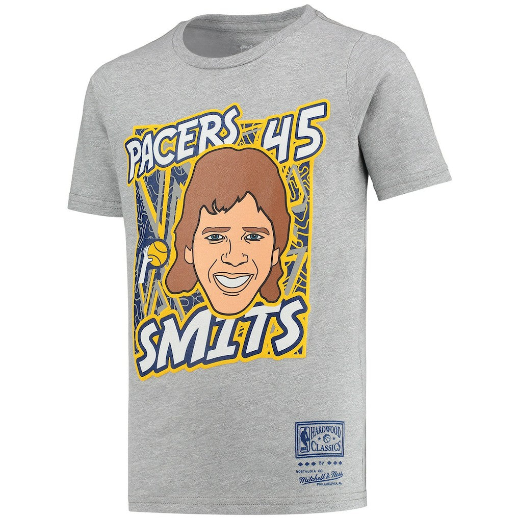 Mitchell & Ness - Rik Smits Indiana Pacers Youth Hardwood Classics King of the Court Player T-Shirt - Gray