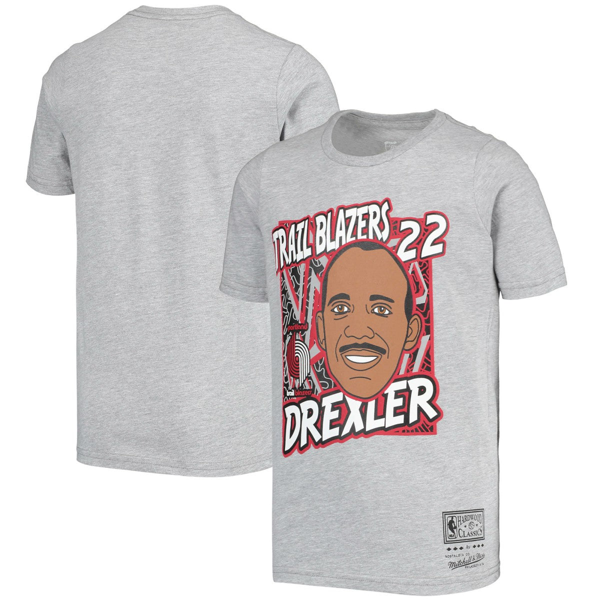 Mitchell & Ness - Clyde Drexler Portland Trail Blazers Youth Hardwood Classics King of the Court Player T-Shirt - Gray