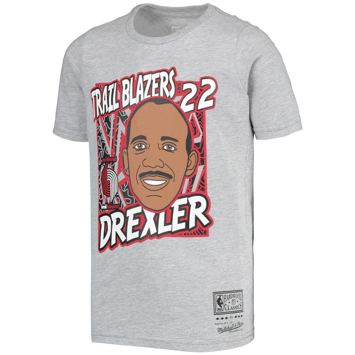 Mitchell & Ness - Clyde Drexler Portland Trail Blazers Youth Hardwood Classics King of the Court Player T-Shirt - Gray