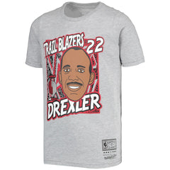 Mitchell & Ness - Clyde Drexler Portland Trail Blazers Youth Hardwood Classics King of the Court Player T-Shirt - Gray