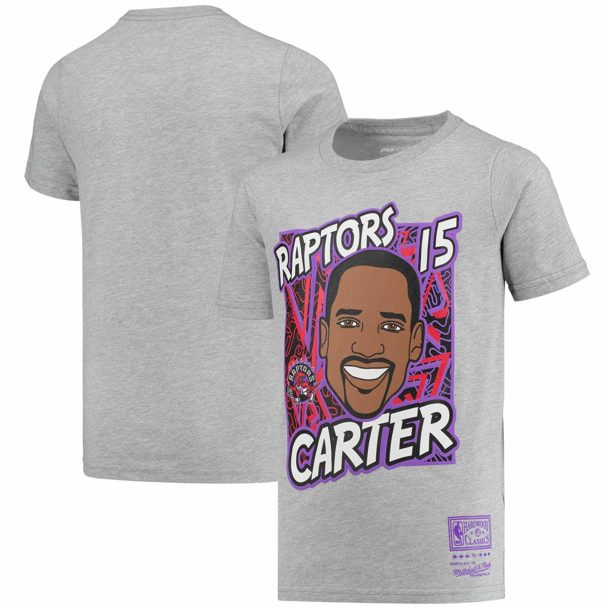 Mitchell & Ness - Vince Carter Toronto Raptors Youth Hardwood Classics King of the Court Player T-Shirt - Gray