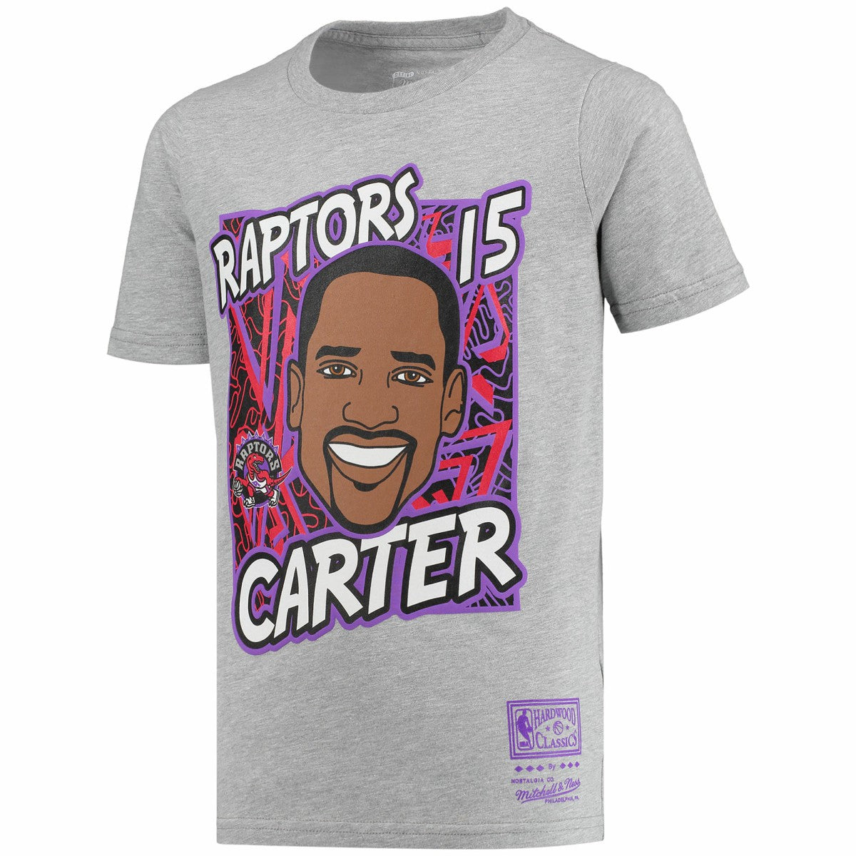 Mitchell & Ness - Vince Carter Toronto Raptors Youth Hardwood Classics King of the Court Player T-Shirt - Gray