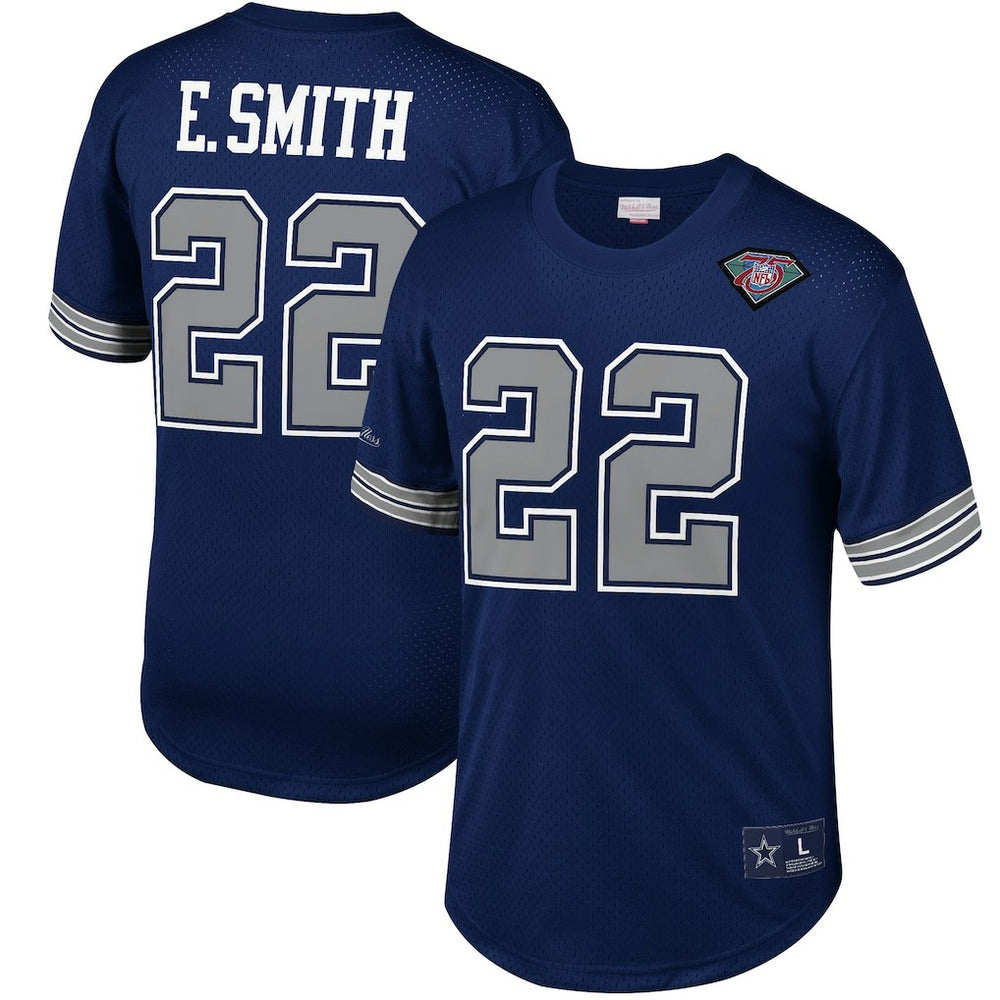 Emmitt Smith Dallas Cowboys Retired Player Name & Number Mesh Top Navy - Mitchell & Ness