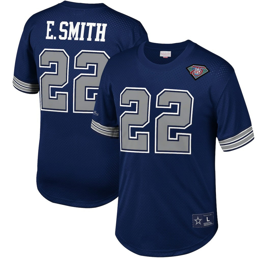 Emmitt Smith Dallas Cowboys Retired Player Name & Number Mesh Top Navy - Mitchell & Ness