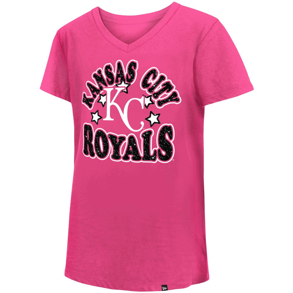 Kansas City Royals New Era Girls Youth Jersey Stars V-Neck T-Shirt Sale