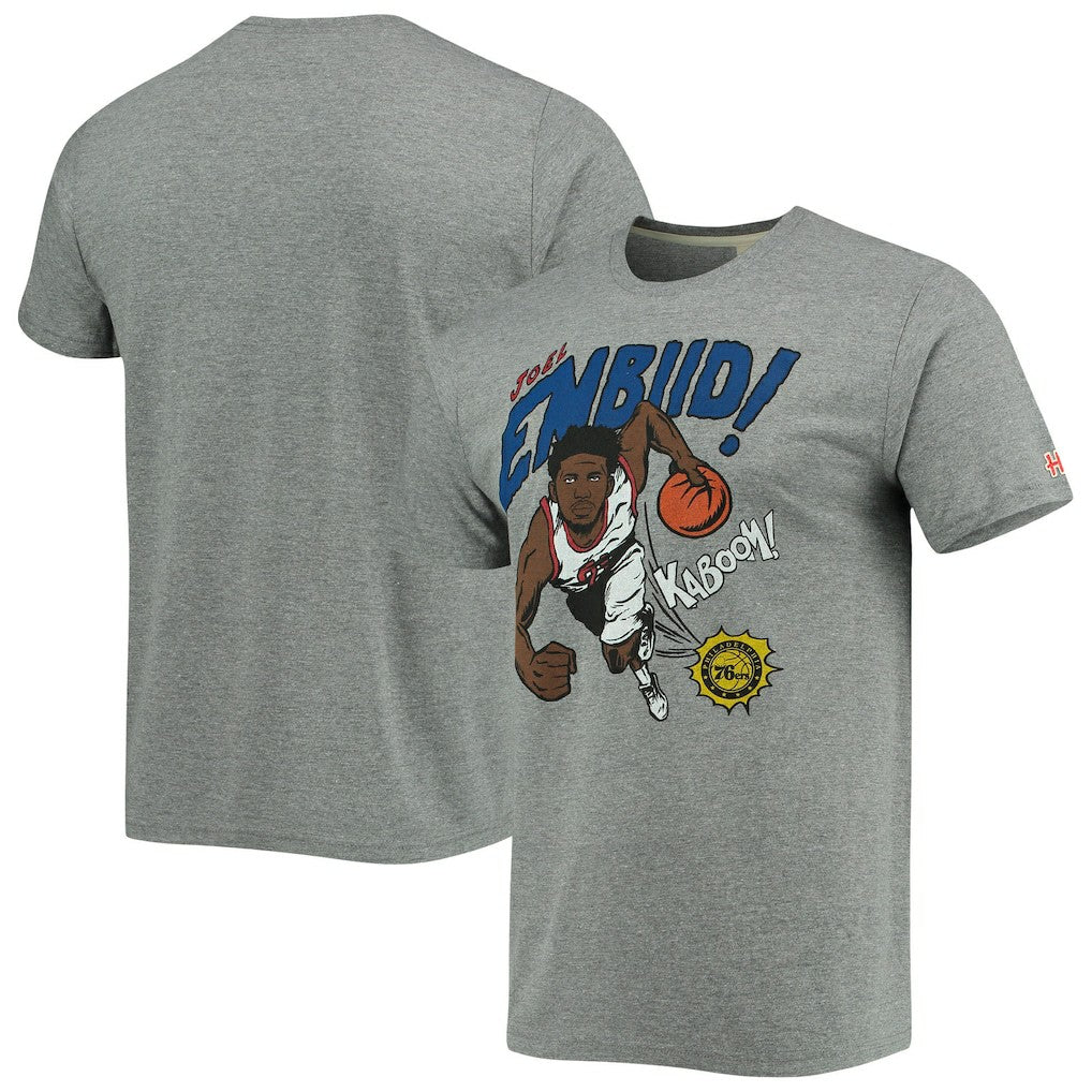 NBA - Joel Embiid Philadelphia 76ers Homage Comic Book Player Tri-Blend T-Shirt - Heathered Gray