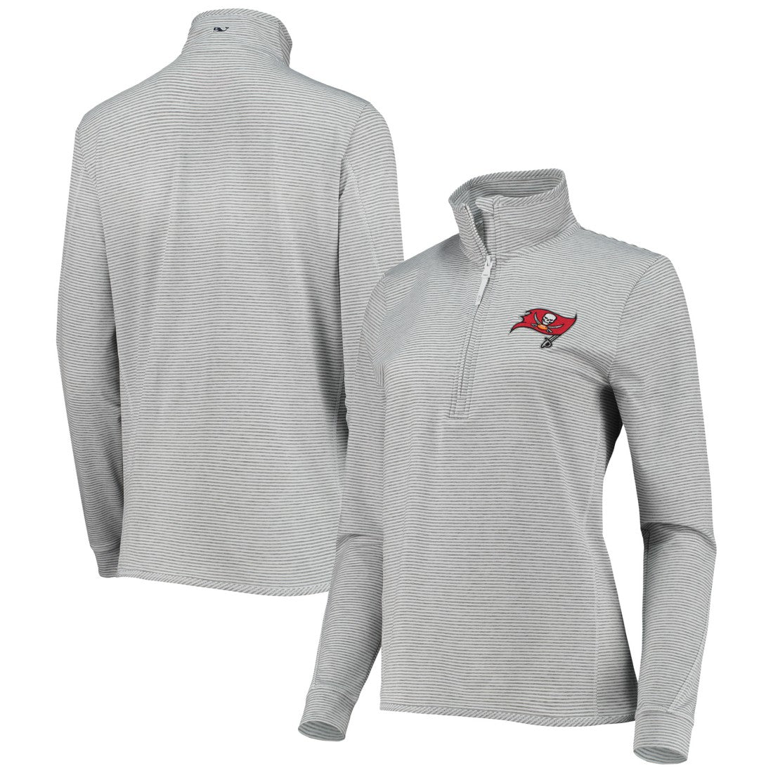 Tampa Bay Buccaneers Vineyard Vines Women's Sankaty Shep Half-Zip Pullover Top Heather Gray - NFL