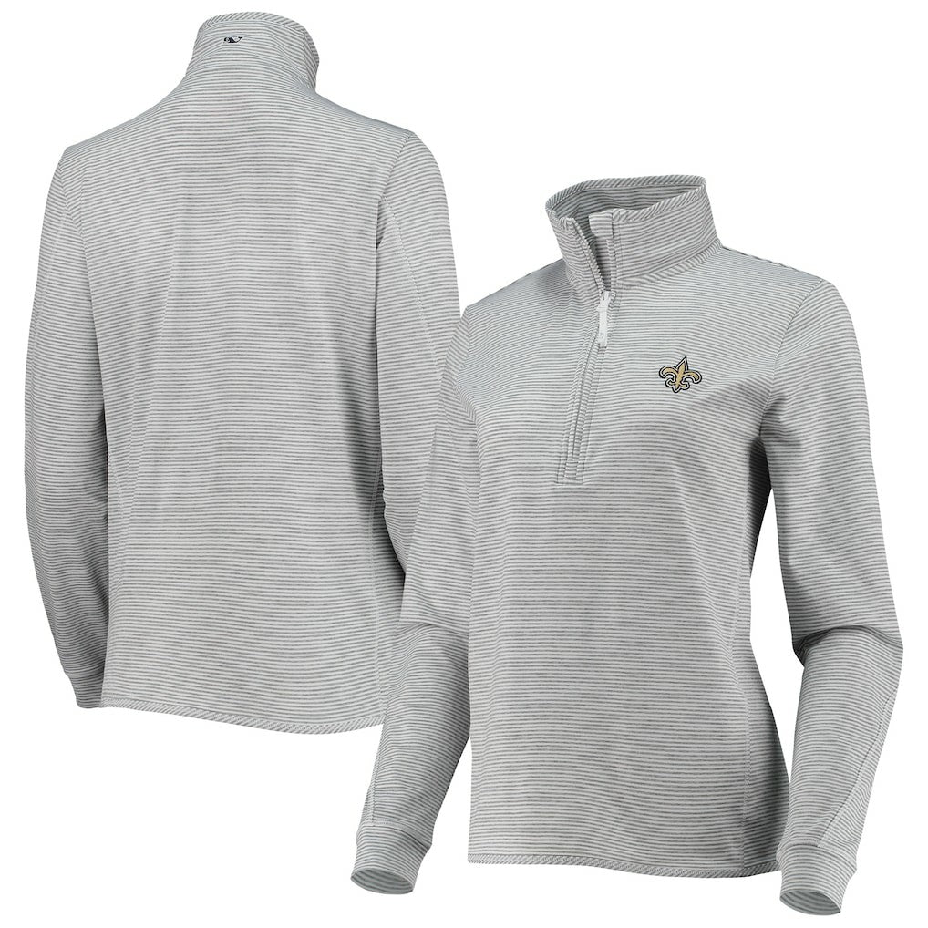 New Orleans Saints Vineyard Vines Women's Sankaty Shep Half-Zip Pullover Top Heather Gray - NFL