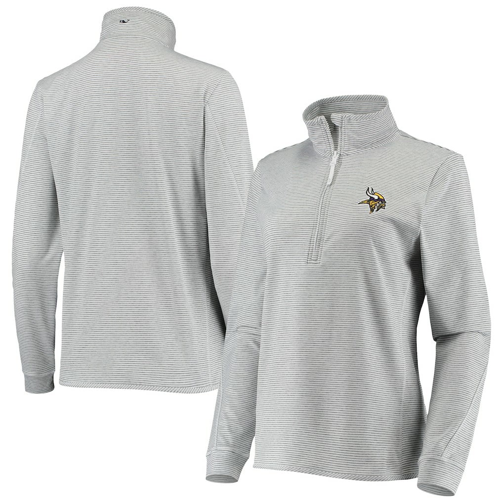 Minnesota Vikings Vineyard Vines Women's Sankaty Shep Half-Zip Pullover Top Heather Gray - NFL
