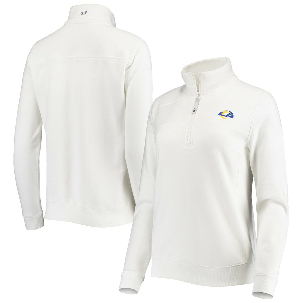 Los Angeles Rams Vineyard Vines Women's Shep Shirt Quarter-Zip Sweatshirt White - NFL