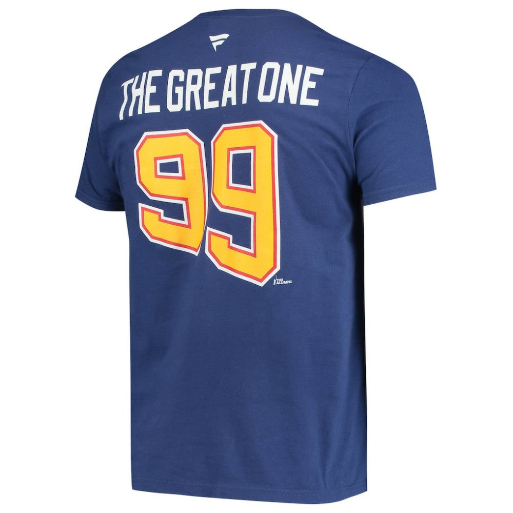 Wayne Gretzky St. Louis Blues - Fanatics Authentic Stack Retired Player Nickname & Number T-Shirt Blue