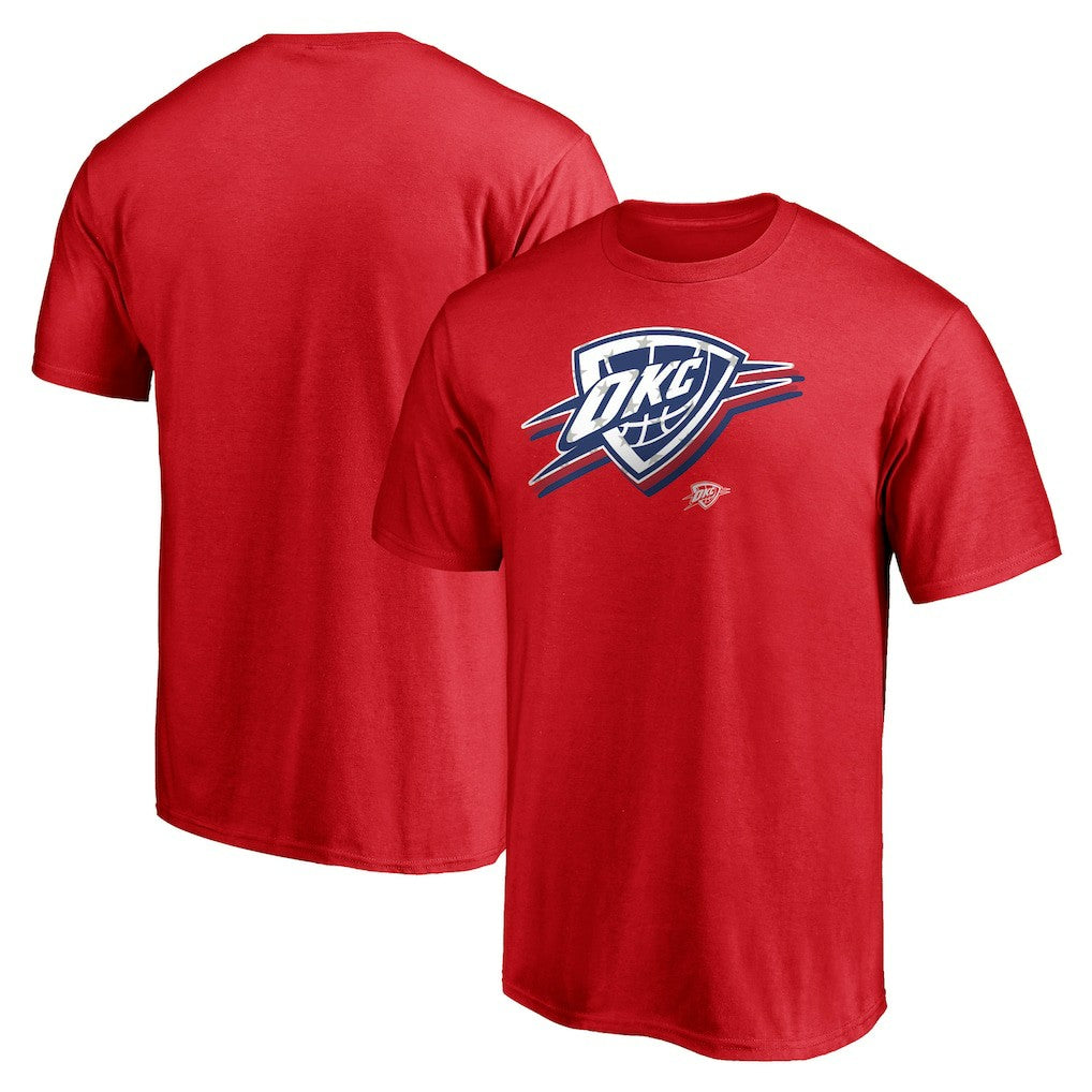 NBA - Oklahoma City Thunder Red White & Team T-Shirt - Red