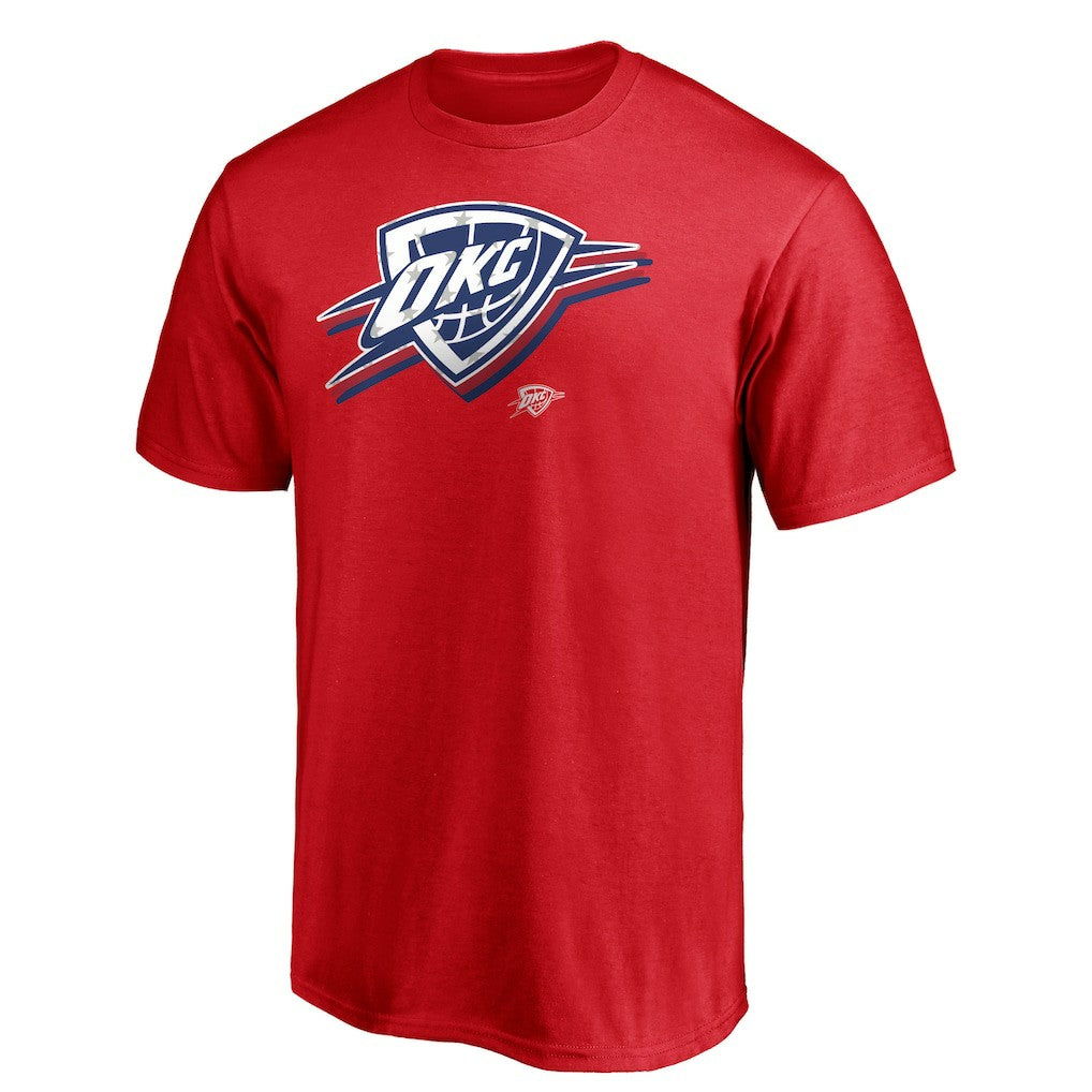 NBA - Oklahoma City Thunder Red White & Team T-Shirt - Red