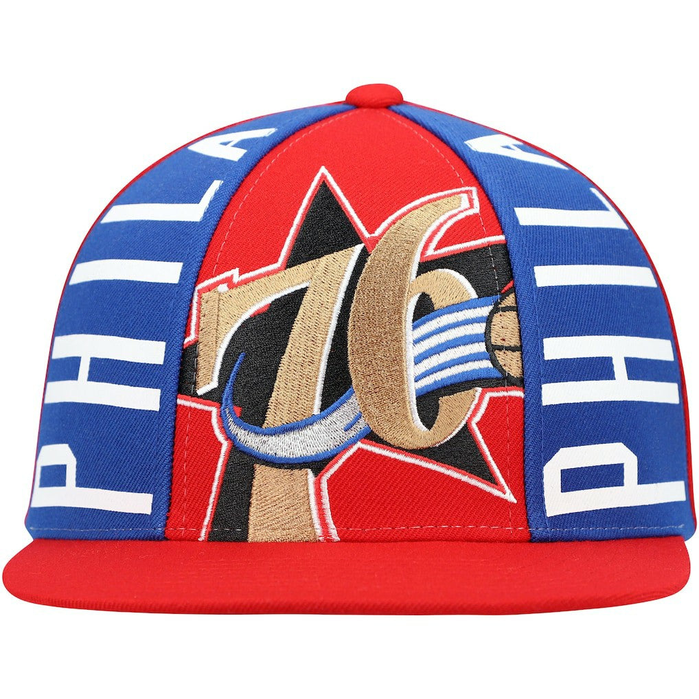 Mitchell & Ness - Philadelphia 76ers Hardwood Classics Big Face Callout Snapback Hat - Red