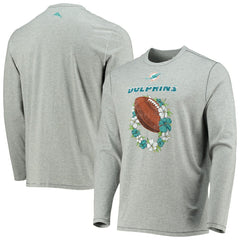Miami Dolphins Sport Lei Pass Long Sleeve T-Shirt Heathered Gray - Tommy Bahama