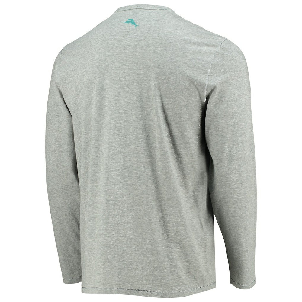 Miami Dolphins Sport Lei Pass Long Sleeve T-Shirt Heathered Gray - Tommy Bahama