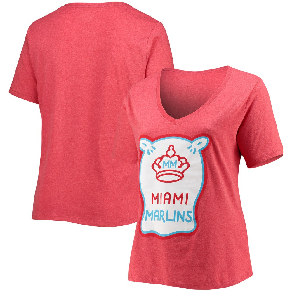 Miami Marlins New Era Women's City Connect Plus Size V-Neck T-Shirt Clearance