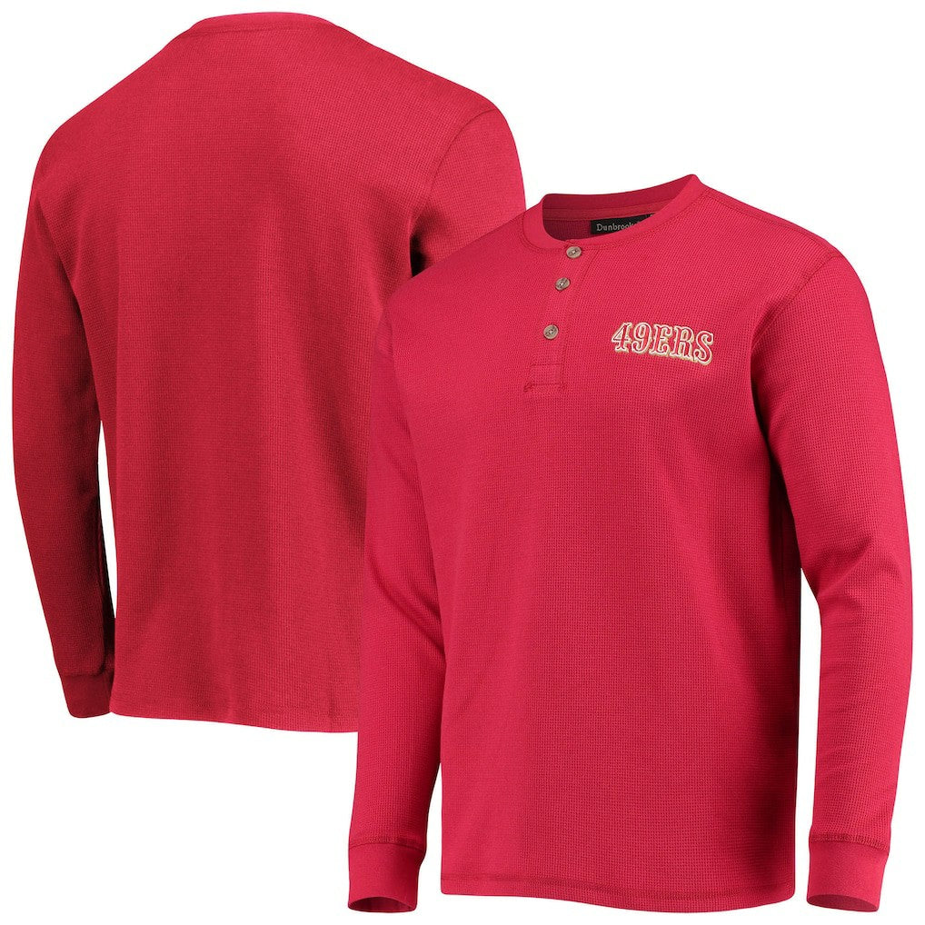 San Francisco 49ers Dunbrooke Logo Maverick Thermal Henley Long Sleeve T-Shirt Scarlet - NFL