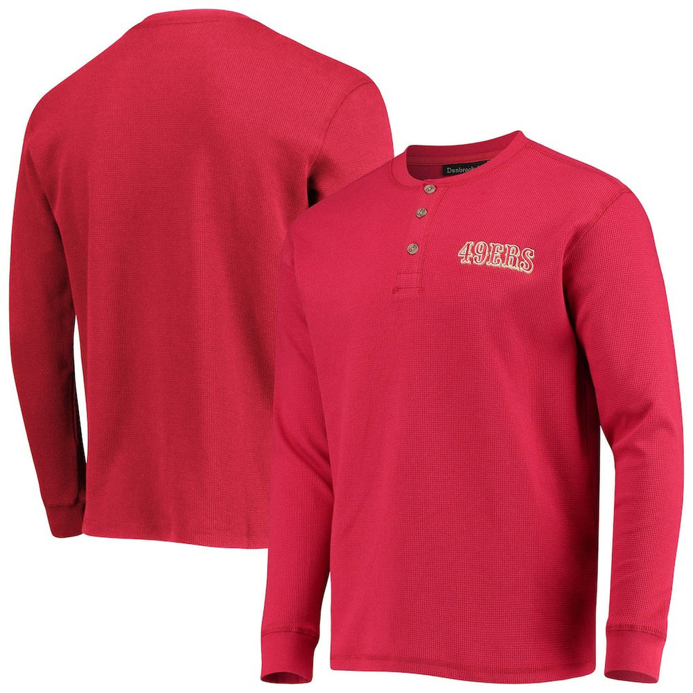 San Francisco 49ers Dunbrooke Logo Maverick Thermal Henley Long Sleeve T-Shirt Scarlet - NFL