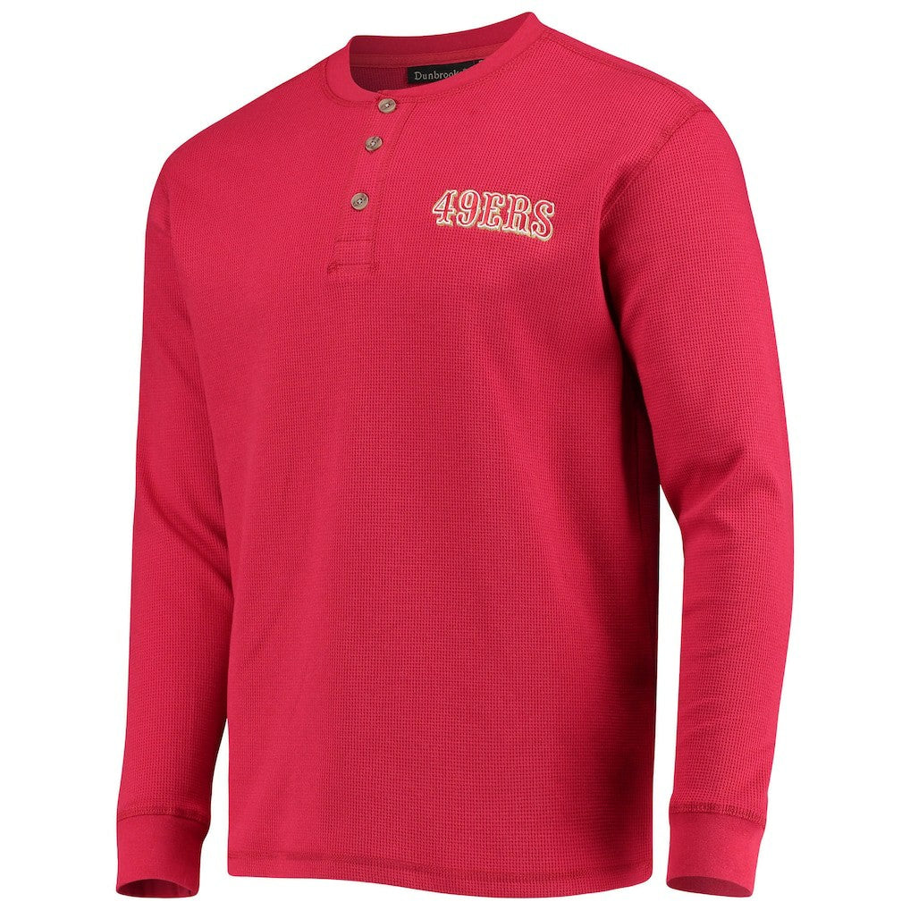 San Francisco 49ers Dunbrooke Logo Maverick Thermal Henley Long Sleeve T-Shirt Scarlet - NFL