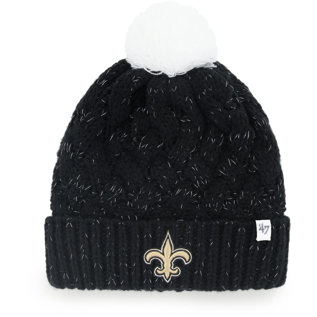 New Orleans Saints '47 Women's Fiona Logo Cuffed Knit Hat with Pom Black - 47 brand